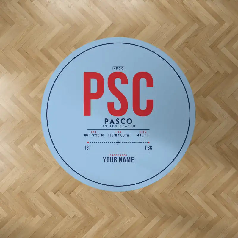Tri-Cities Airport (PSC) Carpets - Carpet Round - ID Tag + Name - Light Blue