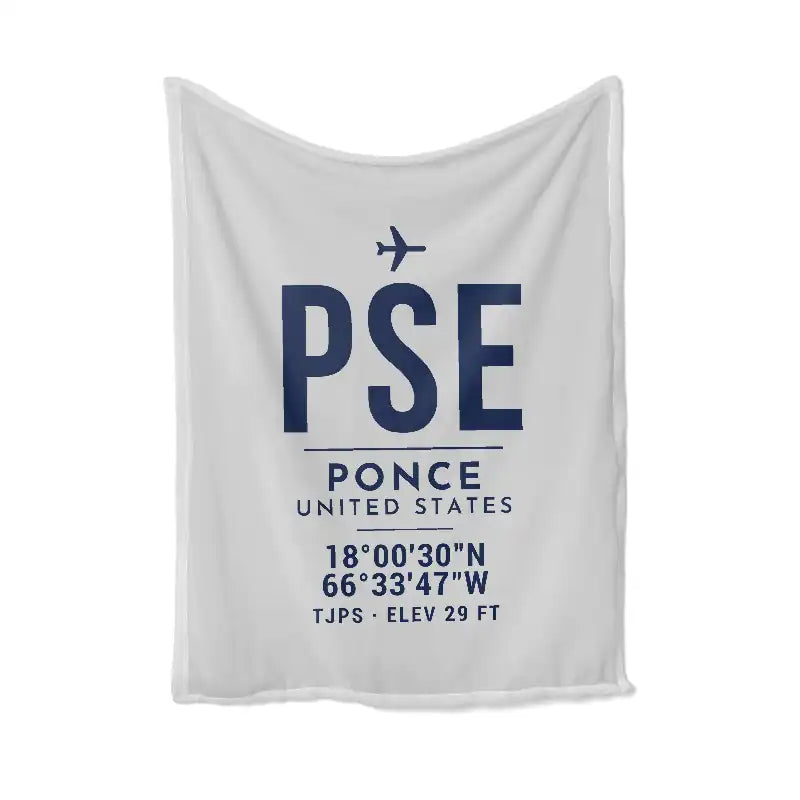 Mercedita Airport (PSE) Bedding Sets & Blankets - Blanket - ID Tag - Light Gray