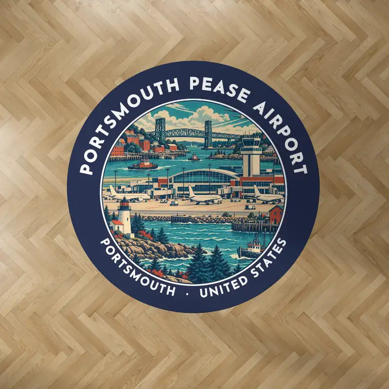 Portsmouth Pease International Airport (PSM) Carpets - Carpet Round - Badge - Dark Blue