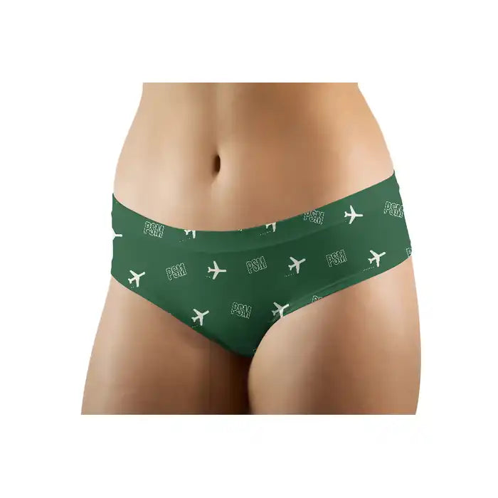 Portsmouth Pease International Airport (PSM) Women Panties - Pattern - Green - Front