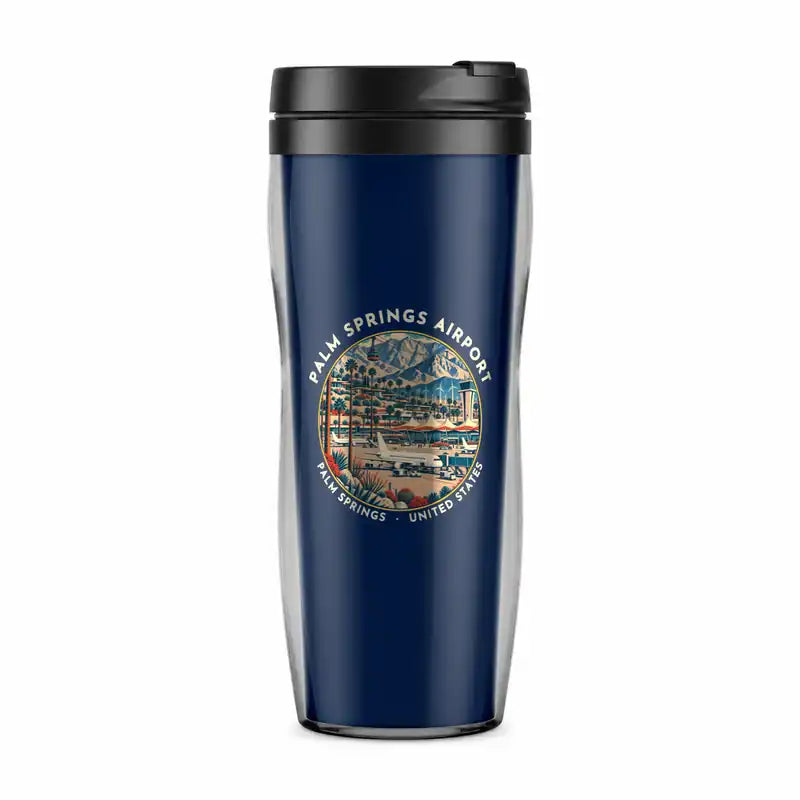 Palm Springs International Airport (PSP) Travel Mugs - Badge - Plastic (No Holder) - Dark Blue