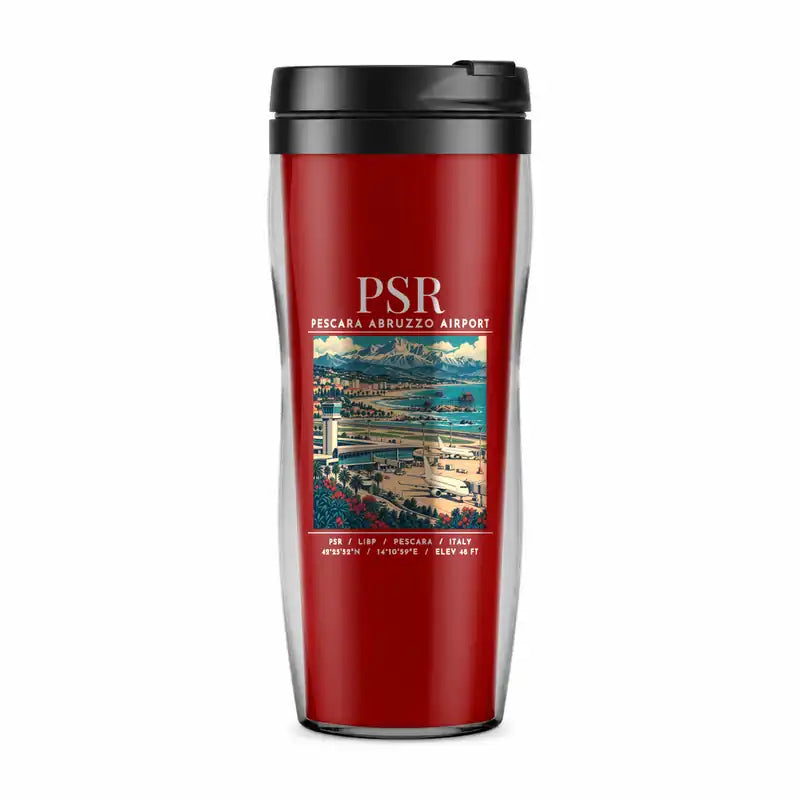 Pescara Abruzzo Airport (PSR) Travel Mugs - Poster - Plastic (No Holder) - Red