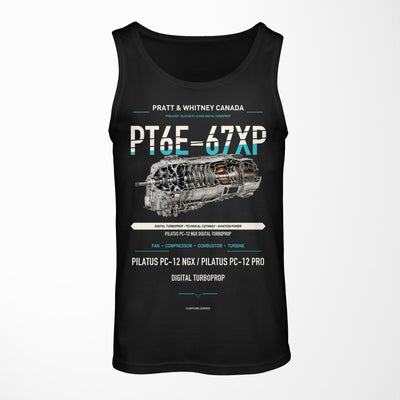 PT6E-67XP design on black tank top