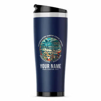 Thumbnail for Guadeloupe Pointe-à-Pitre Maryse Condé International Airport (PTP) Travel Mugs - Badge + Name - Stainless Steel (No Holder) - Dark Blue