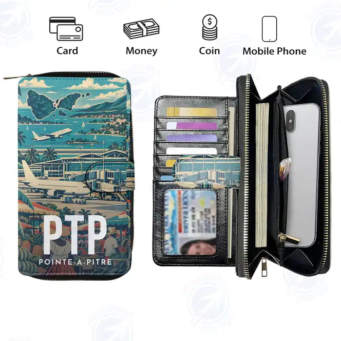 Guadeloupe Pointe-à-Pitre Maryse Condé International Airport (PTP) Leather Wallets - Zip Long Wallet - Scene