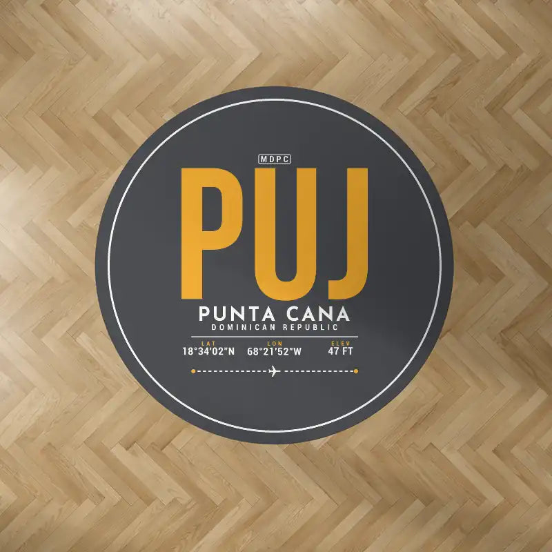 Punta Cana International Airport (PUJ) Carpets - Carpet Round - ID Tag - Dark Gray