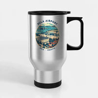 Thumbnail for Pula Airport (PUY) Travel Mugs - Badge - Stainless Steel with Holder - Silver