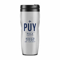 Thumbnail for Pula Airport (PUY) Travel Mugs - ID Tag - Plastic (No Holder) - Light Gray