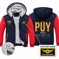 Thumbnail for Pula Airport (PUY) Zipped Sweatshirts - Tag + Name - Navy & Red