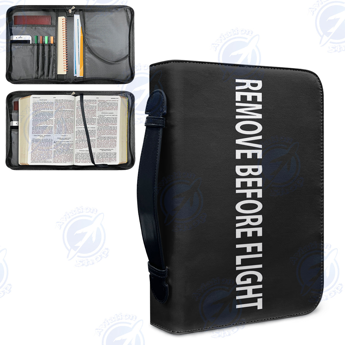 REMOVE BEFORE FLIGHT-Black Designed PU Accessories Bags