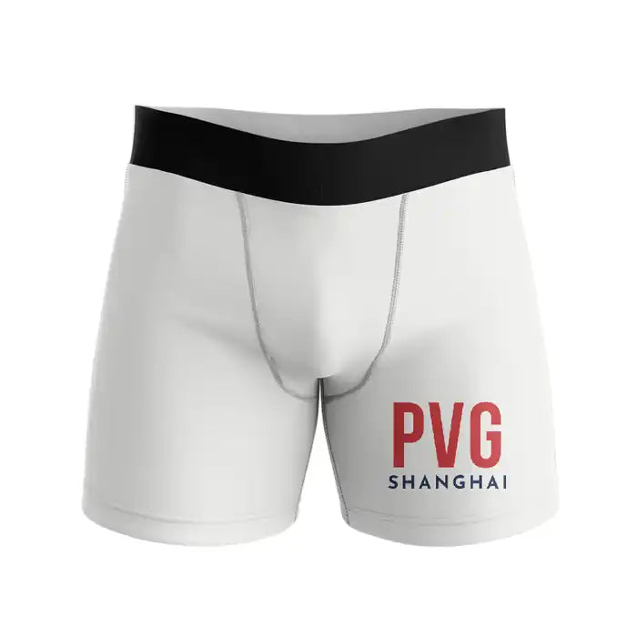 Shanghai Pudong International Airport (PVG) Men Boxers - Code - White