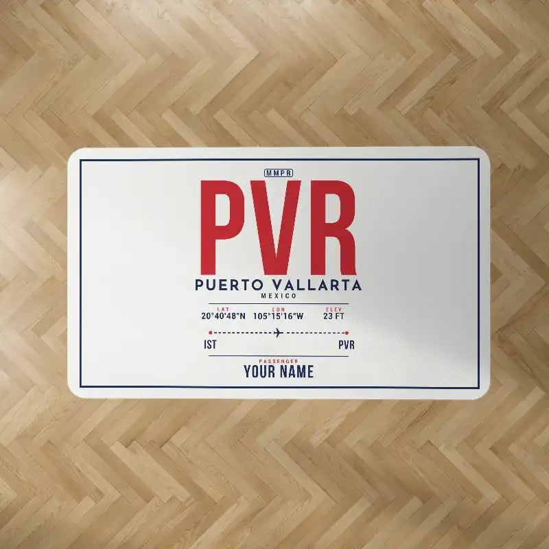 Aeropuerto Internacional Licenciado Gustavo Díaz Ordaz (PVR) Carpets - Carpet Rectangle - ID Tag + Name - White