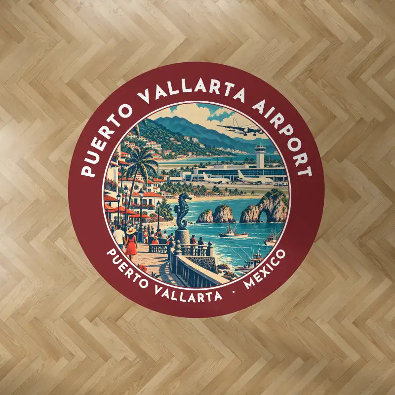 Aeropuerto Internacional Licenciado Gustavo Díaz Ordaz (PVR) Carpets - Carpet Round - Badge - Dark Red