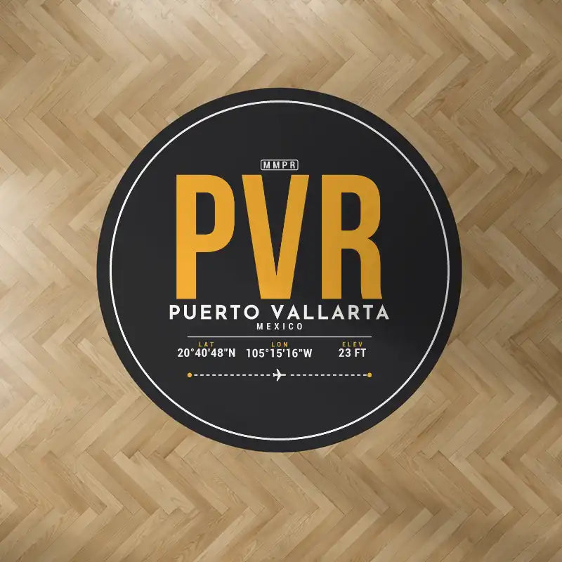 Aeropuerto Internacional Licenciado Gustavo Díaz Ordaz (PVR) Carpets - Carpet Round - ID Tag - Black