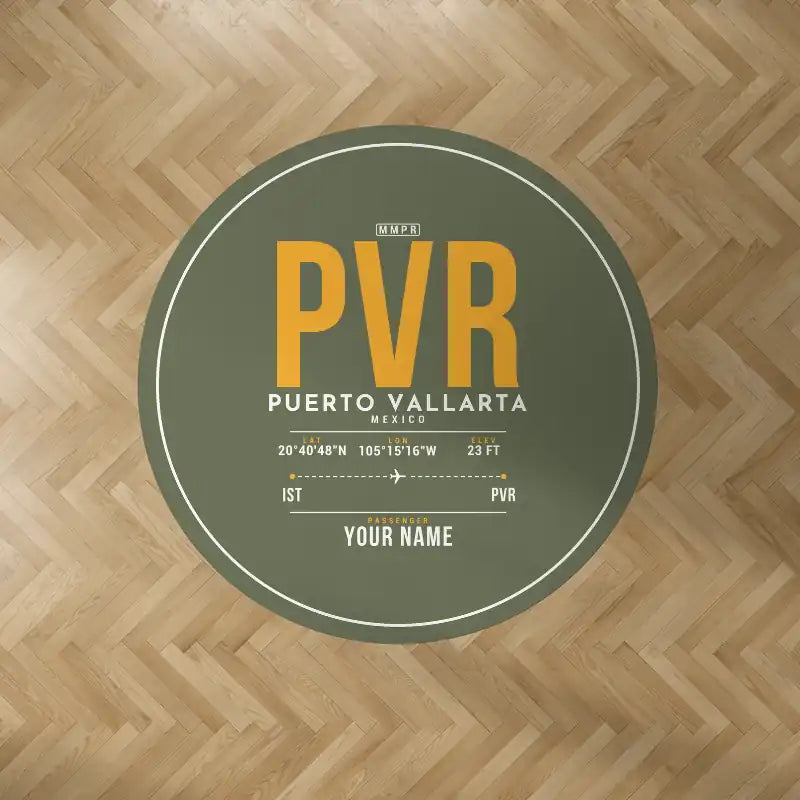 Aeropuerto Internacional Licenciado Gustavo Díaz Ordaz (PVR) Carpets - Carpet Round - ID Tag + Name - Green Army