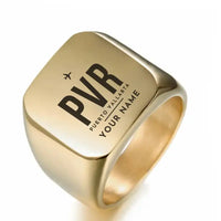 Thumbnail for Aeropuerto Internacional Licenciado Gustavo Díaz Ordaz (PVR) Rings - Ring - Golden + Name