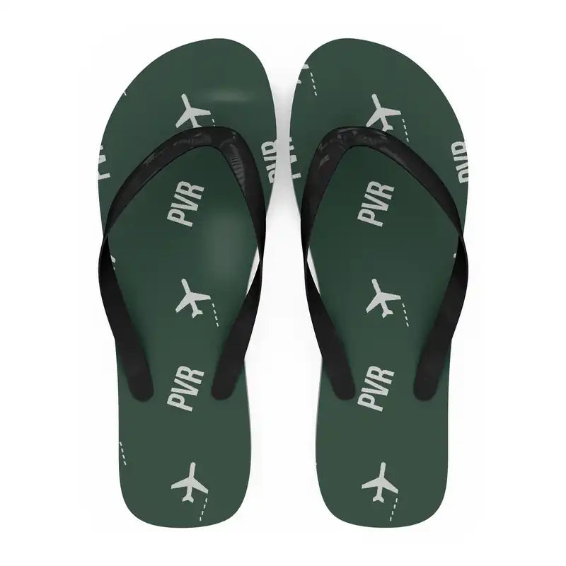 Aeropuerto Internacional Licenciado Gustavo Díaz Ordaz (PVR) Slippers & Flip Flops - Slippers - Flip Flops - Pattern - Dark Green