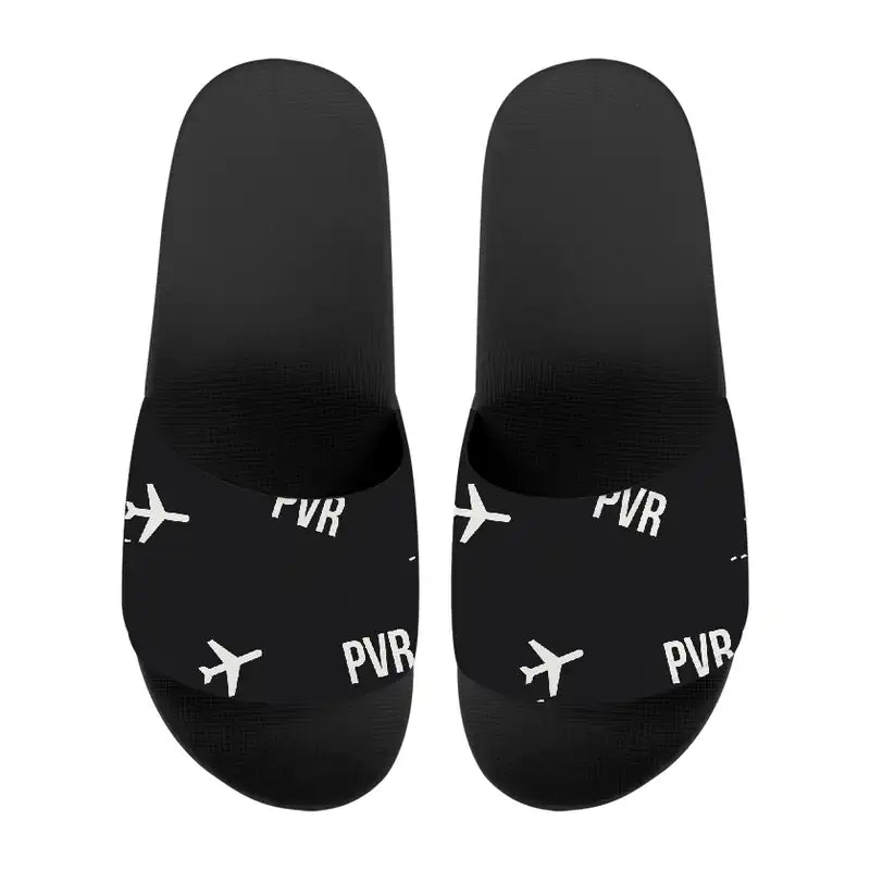 Aeropuerto Internacional Licenciado Gustavo Díaz Ordaz (PVR) Slippers & Flip Flops - Slippers - Sport - Pattern - Black