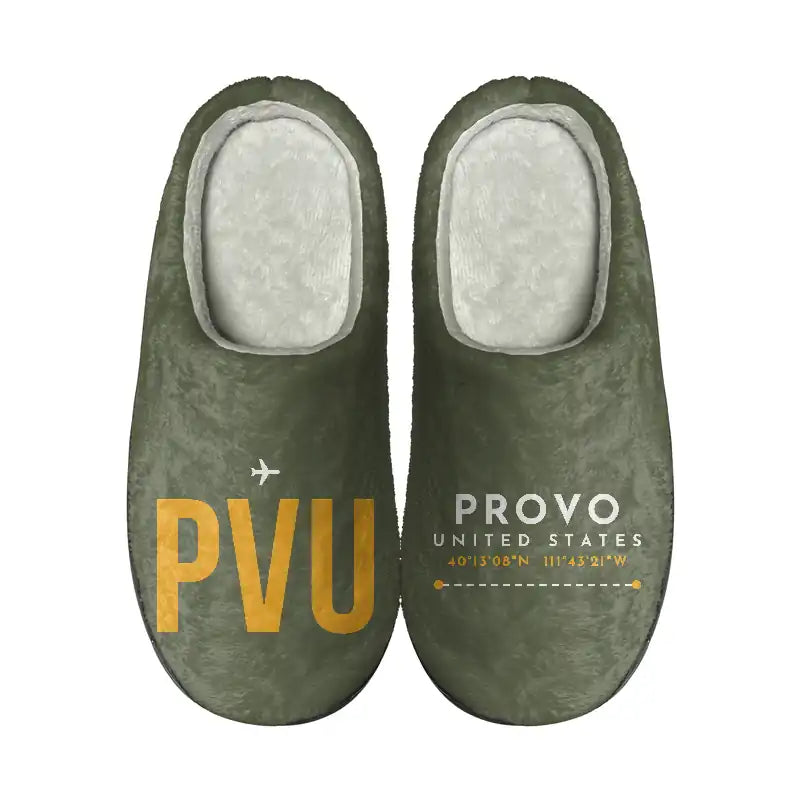 Provo Municipal Airport (PVU) Slippers & Flip Flops - Slippers - Cotton - Code - Different - Green Army