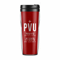 Thumbnail for Provo Municipal Airport (PVU) Travel Mugs - ID Tag - Plastic (No Holder) - Red