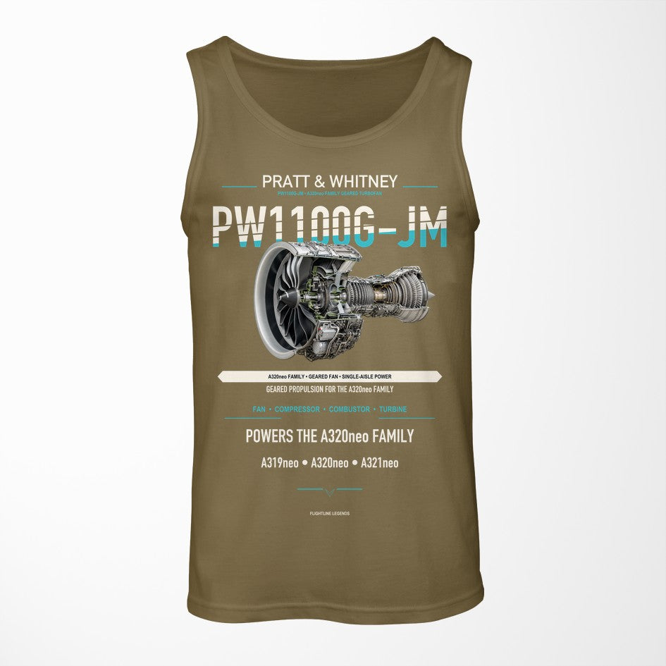 PW1100G-JM design on green army tank top