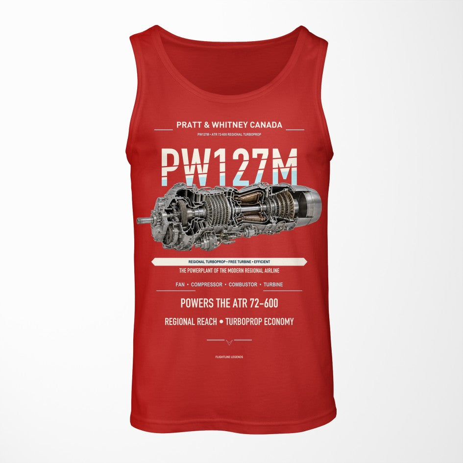 PW127M design on red tank top