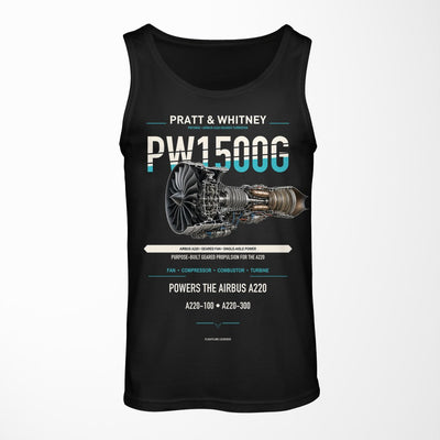 PW1500G design on black tank top
