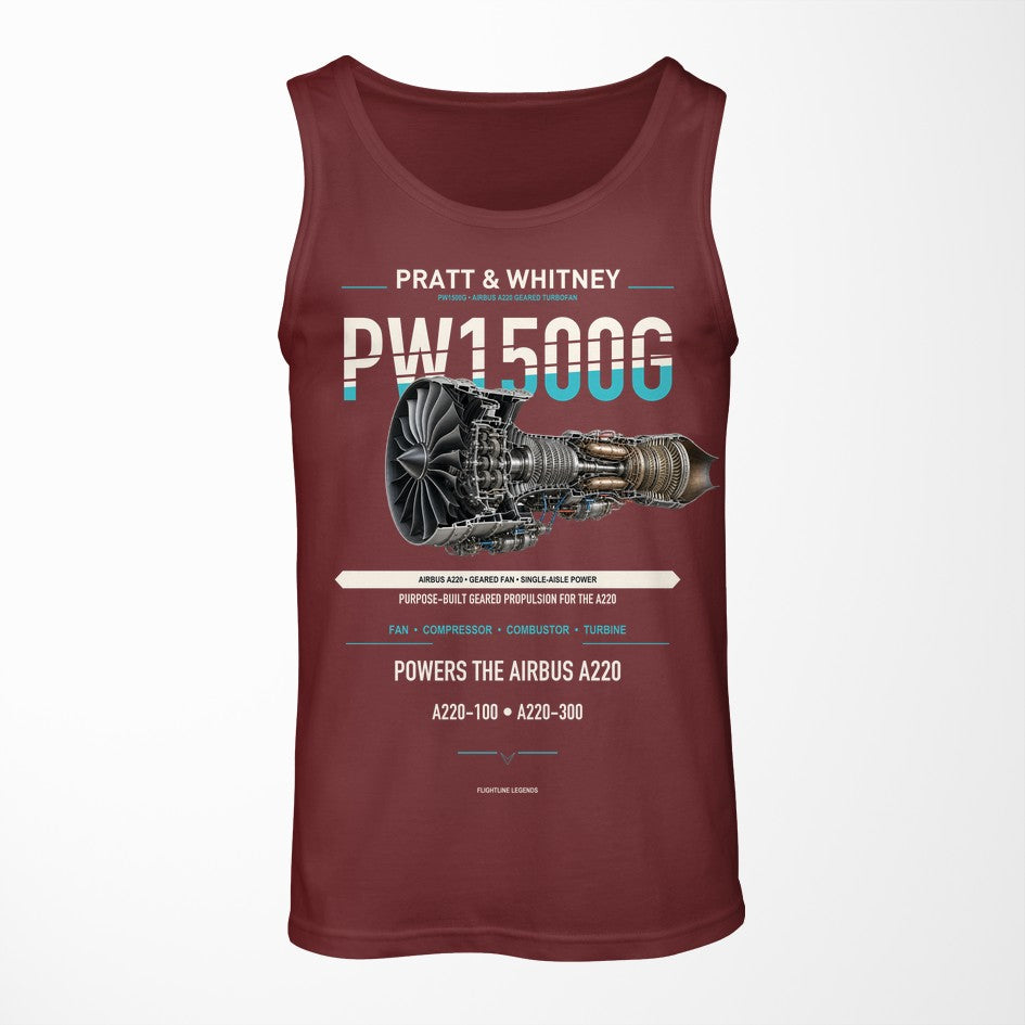 PW1500G design on dark red tank top