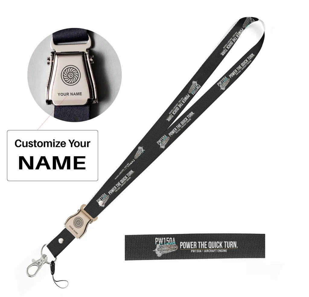 PW150A seat belt lanyard - black with name