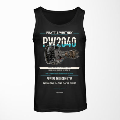 PW2040 design on black tank top