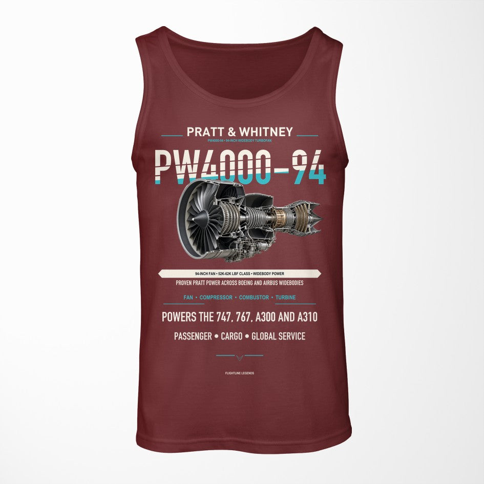 PW4000-94 design on dark red tank top