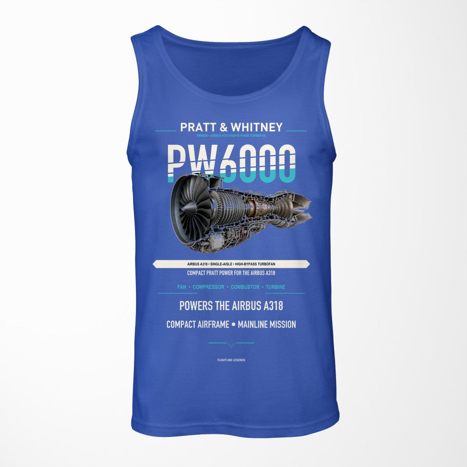 PW6000 design on blue tank top