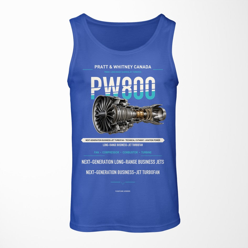 PW800 design on blue tank top