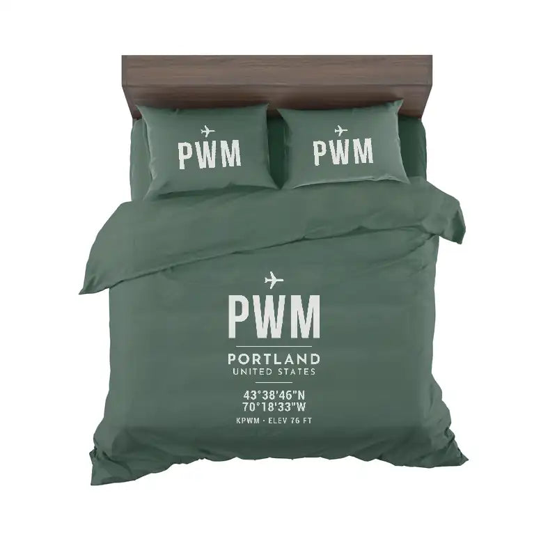 Portland International Jetport (PWM) Bedding Sets & Blankets - Bedding Set - ID Tag - Dark Green