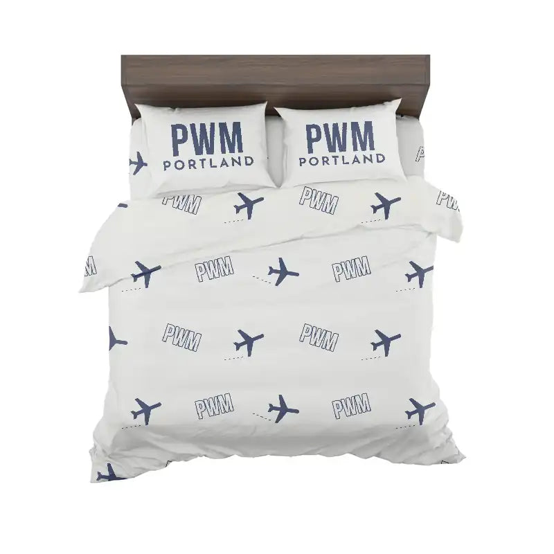 Portland International Jetport (PWM) Bedding Sets & Blankets - Bedding Set - Pattern - White