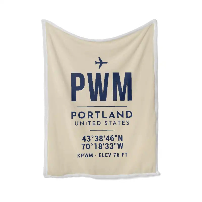 Portland International Jetport (PWM) Bedding Sets & Blankets - Blanket - ID Tag - Beige