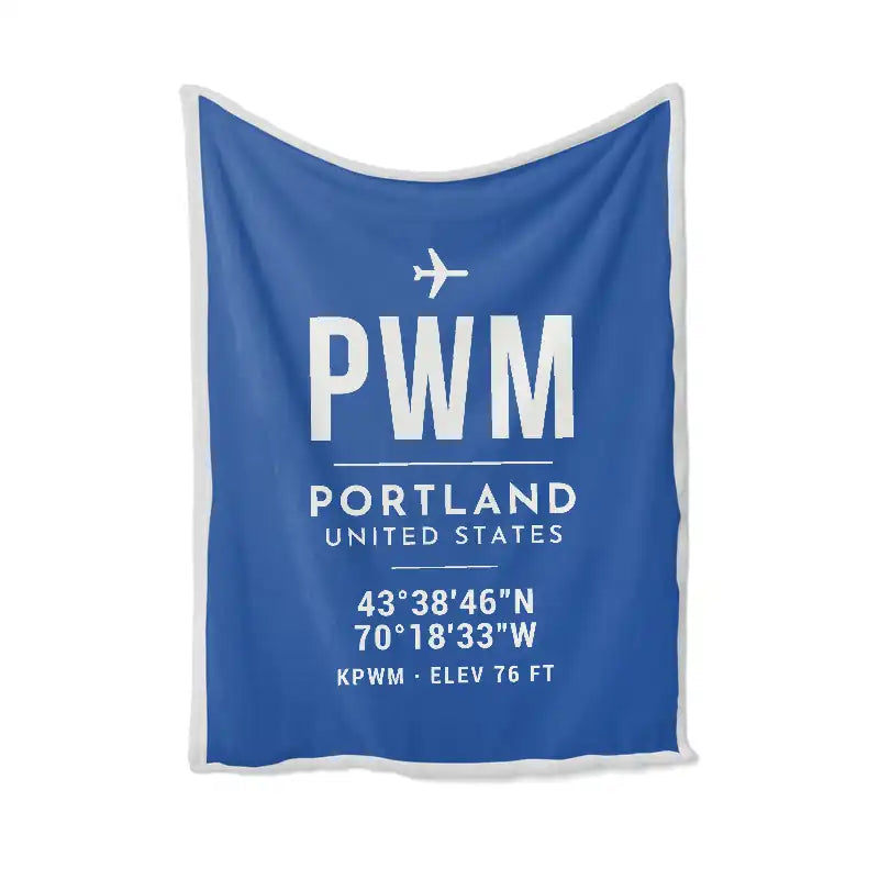 Portland International Jetport (PWM) Bedding Sets & Blankets - Blanket - ID Tag - Blue