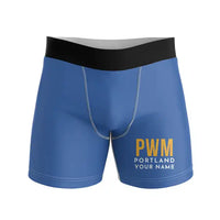 Thumbnail for Portland International Jetport (PWM) Men Boxers - Code + Name - Blue