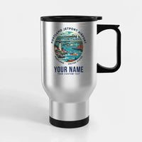 Thumbnail for Portland International Jetport (PWM) Travel Mugs - Badge + Name - Stainless Steel with Holder - Silver