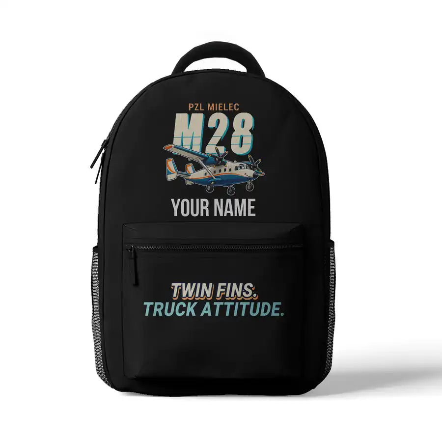 PZL M28-05 Skytruck - 3D Backpack - Cartoon + Name - Black