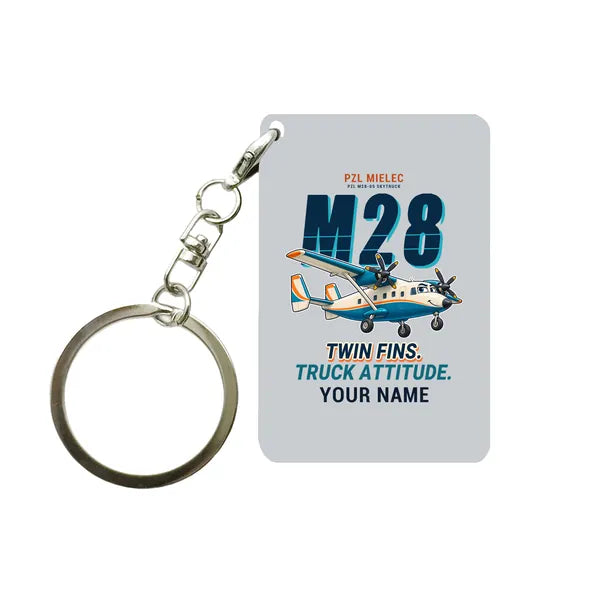 PZL M28-05 Skytruck - Cartoon + Name - Key Chain - Light Gray