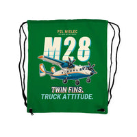 Thumbnail for PZL M28-05 Skytruck - Drawstring Bag - Cartoon - Green