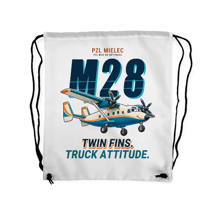 PZL M28-05 Skytruck - Drawstring Bag - Cartoon - White