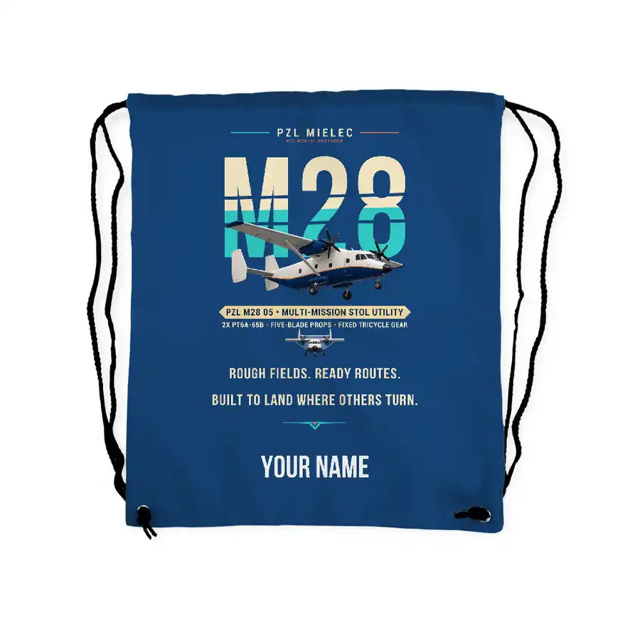 PZL M28-05 Skytruck - Drawstring Bag - Original + Name - Blue