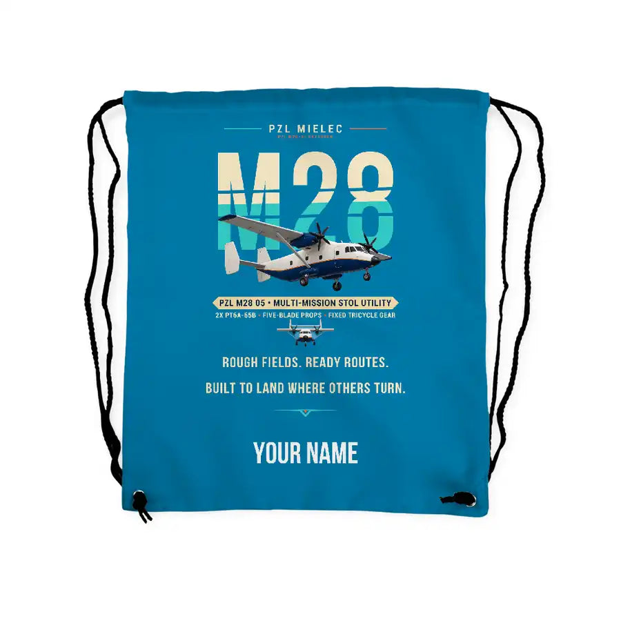 PZL M28-05 Skytruck - Drawstring Bag - Original + Name - Light Blue