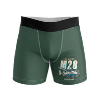 Thumbnail for PZL M28-05 Skytruck - Men Boxers - Cartoon + Name - Dark Green