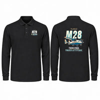 Thumbnail for PZL M28-05 Skytruck Premium Polo T-Shirts - Cartoon - Long Sleeve - Black
