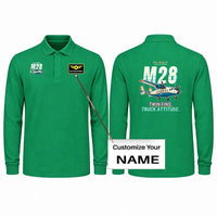 Thumbnail for PZL M28-05 Skytruck Premium Polo T-Shirts - Cartoon + Name - Long Sleeve - Green
