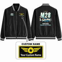 Thumbnail for PZL M28-05 Skytruck Stylish Jackets - Baseball Collar - Cartoon + Name - Black