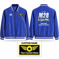 Thumbnail for PZL M28-05 Skytruck Stylish Jackets - Baseball Collar - Cartoon + Name - Royal Blue